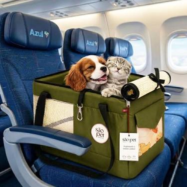 Imagem de Bolsa Transporte Verde Aviao Cao Gato Padrao Linha Voo Azul - SAO