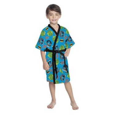Imagem de Roupão Quimono Aveludado Infantil Lepper Batman Azul