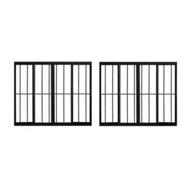 Imagem de Kit com 2 Janelas de Alumínio de Correr 100x150cm 4 Folhas Grade Hale 