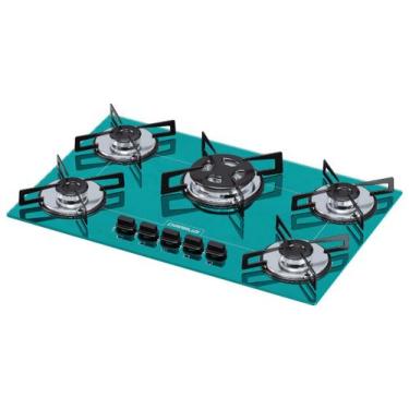 Imagem de Fogão Cooktop Chamalux 5 Bocas Tripla Chama Verde-água 110v/220v Tremp