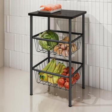 Imagem de Fruteira com 2 Cestos em Aço Daniela Preto/Prata - PAONANDA DECOR