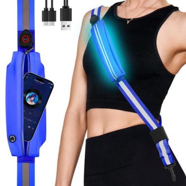 Imagem de Cinto de segurança refletivo Fitense LED com suporte para telefone