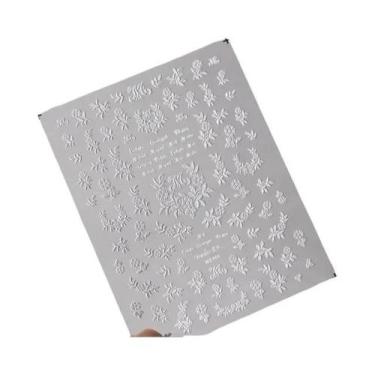 Imagem de Adesivos De Unha 5D Com Glitter Azul E Efeito Laser, Flores Em Relevo,