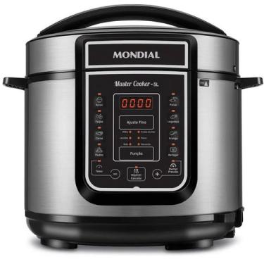 Imagem de Panela Elétrica de Pressão Digital Mondial 5L PE-38 Preto/Inox, 110V