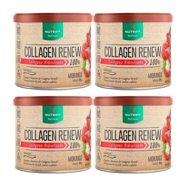 Imagem de Kit 4 Collagen Renew (Hidrolisado Verisol) Morango 300G - Nutrify