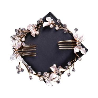 Imagem de Tiara De Cristal Dourado Com Pérolas Para Mulheres, Acessórios De Cabe