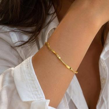 Imagem de Bracelete Torcido Dourado Ajustável Banhado a Ouro 18 K - DRoss