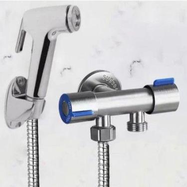 Imagem de Kit Ducha Higiênica com Registro Torneira Dupla em Aço Inox 304 Aço Es