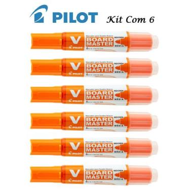 Imagem de Kit Pincel De Quadro Branco Recarregável Pilot Laranja com 6