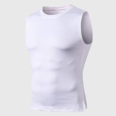 Imagem de yeacher Colete esportivo masculino cor sólida O pescoço elástico de secagem rápida bainha dividida para ginástica e ginástica camiseta regata