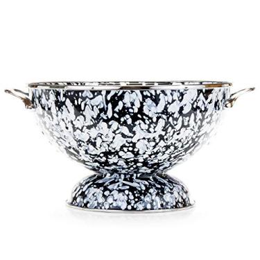 Imagem de Golden Rabbit Enamelware - Padrão espiral preto - Escorredor grande de 5 litros