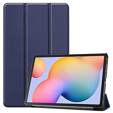 Imagem de Caso ultra slim Para Samsung Galaxy Tab S6 Lite 10.4" (SM-P610 / 615) Estar comprimido de caixa de comprimido PC Difícil Coverwith Trifold & Auto Wakesleep Capa traseira da tabuleta (Color : Blue)