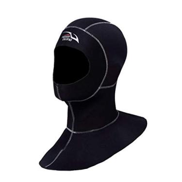 Imagem de Newmind Touca de mergulho unissex de neoprene de 3 mm, neoprene com ajuste firme para mergulho, capuz para roupas de mergulho, para homens/mulheres - costura branca G