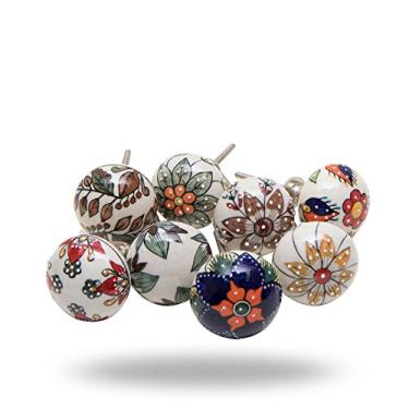 Imagem de Conjunto de 8 puxadores de armário cerâmicos de cerâmica de grande beleza feitos à mão puxador de gaveta de 5 cm (50 mm) puxador de armário de cozinha puxador de armário maçaneta de porta da Trinca-Ferro