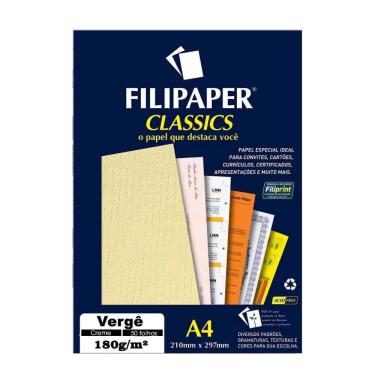 Imagem de Papel Vergê Creme A4 210X297Mm 180G/M² Filipaper 50 Folhas