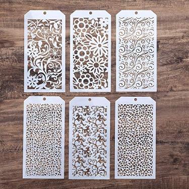 Imagem de Modelo de estêncil decorativo DIY para scrapbook em artesanato de móveis de parede, conjunto de 6 (flores sem costura)