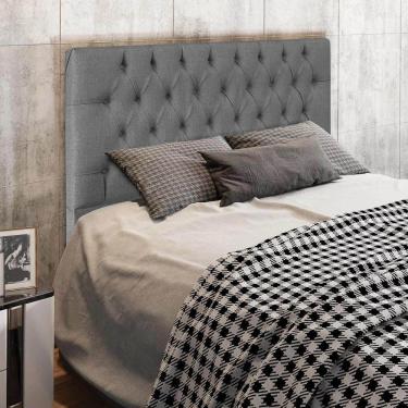 Imagem de Cabeceira Diamante Cama Box Casal 140cm Linho Cinza