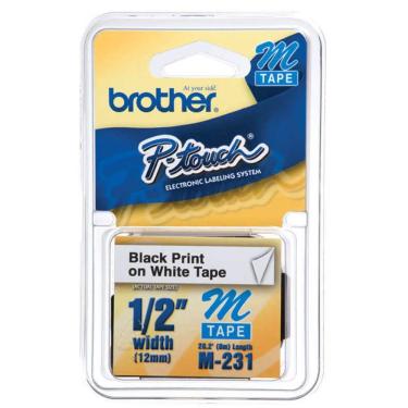 Imagem de Fita para Rotuladora - 12mm / Preto no Branco M-231 Brother