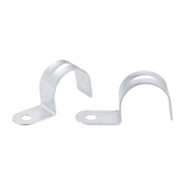 Imagem de Canelado reforçado de aço banhado a zinco com tira de orifício EMT de 3,8 cm da uxcell para fixação de cachimbo em várias superfícies 10 peças