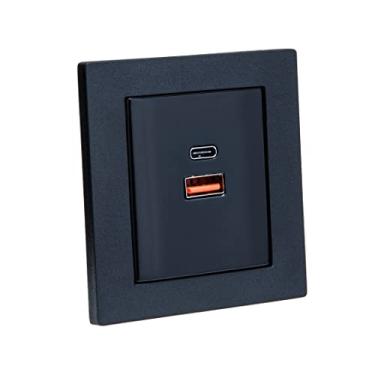 Imagem de Kit Espelho Duplo Reto com 2 Tomadas 10A e 2 USB 9.0A Preto