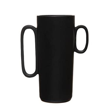 Imagem de Bloomingville Vaso com alças decorativas de flores assimétricas, preto