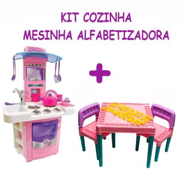 Imagem de Cozinha Para Brincar Completa Colorida E Mesinha 2 Cadeiras