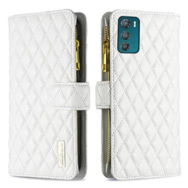 Imagem de For Motorola Moto G42 4G Diamond Lattice Zipper Wallet Leather Flip Phone Case