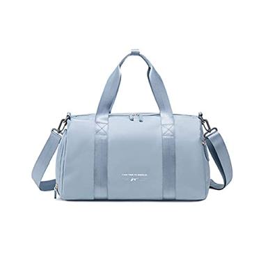 Imagem de Bestgift Bolsa de ginástica esportiva unissex bolsa de viagem curta com separação seca e úmida bolsa de grande capacidade, Azul claro, 41*23*20.5cm