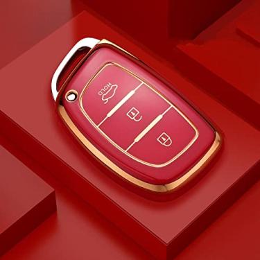 Imagem de KRUPTI Capa para chave de carro em TPU, apto para Hyundai Tucson Sonata Santa Fe Elantra Accent Solaris Verna ix25 ix35 i20 i30 i40, vermelho 1