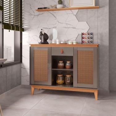 Imagem de Aparador Buffet Diamante 2 Portas E 1 Gaveta Cor:cinza/noce