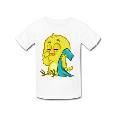 Imagem de Camiseta Infantil Pintinho Amarelinho Amarelo Toalha Banho Desenho Ani