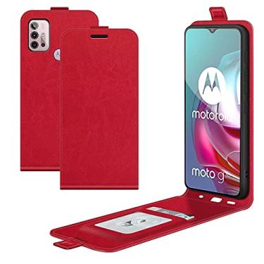 Imagem de YUNCHAO Caixa de telefone Para Motorola Moto G30/G10 R64 TEXTURA ÚNICA VERTICA CASA DE COLATO DE COURO VERTICAL COM SLOTS DE CARTO E FOTO FOTO capa para celular
