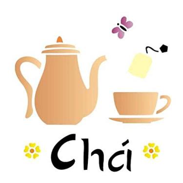 Imagem de Stencil de Acetato para Pintura OPA Simples 14 x 14 cm - 1026 Bule e Xícara