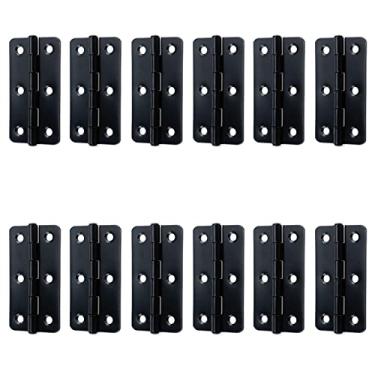 Imagem de KUMGROT 12 peças dobradiças de porta preto fosco, 7,6 cm moderno metal plano dobrável dobradiças de porta de armário