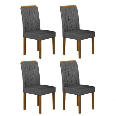 Imagem de Kit 04 Cadeiras Sala De Jantar Mdf Freijó,Chumbo