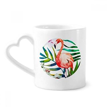 Imagem de Caneca de flores de flamingo de plantas tropicais caneca de café cerâmica copo de coração de vidro