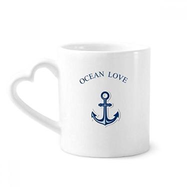 Imagem de Caneca azul Anchor Ocean Love Sea Sailing Coffee Ceramic Drinkware Copo de coração de vidro