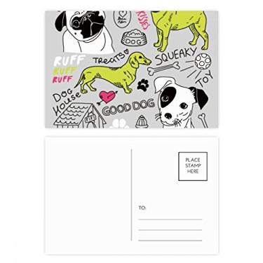 Imagem de Texto de cachorro de desenho animado brinquedo ilustração padrão conjunto de cartão postal aniversário cartão de agradecimento