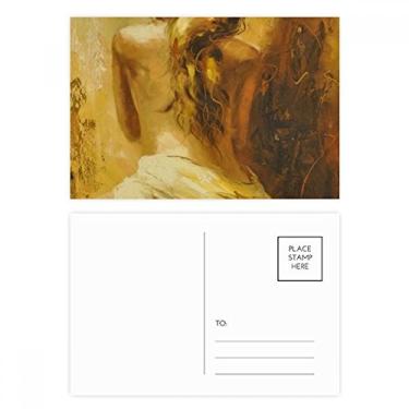 Imagem de Conjunto de cartão postal Blonde Back Babe Girl Pretty Gal Cartão de felicitações de aniversário