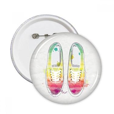 Imagem de Sapatos de lona coloridos pintados à mão padrão pinos redondos crachá botão emblema acessório decoração 5 peças