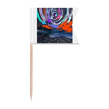 Imagem de Arctic Sky Scene Star Astrologia Bandeiras de palito de dente Marcação de rotulagem para Bolo de Festa Prato de Queijo