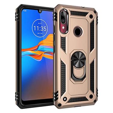 Imagem de Caso de capa de telefone de proteção Para Motorola Moto E6 Plus Case Celular com caixa de suporte magnético, proteção à prova de choque pesada para Motorola Moto E6 Plus (Color : Gold)