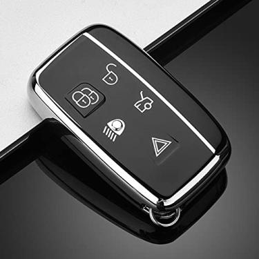 Imagem de YJADHU Chaveiro de capa de chave de carro TPU, apto para Land Rover Range Rover Sport A9 Discovery 2 3 4 Sport Jaguar XF A8 A9 X8 XE XF XFL, prata