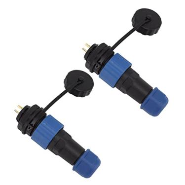 Imagem de 2 Peças IP68 à Prova D'água Plugue de Aviação Conector de Soquete Núcleo Sd16 Porca Traseira Macho Fêmea Conector de Extremidade G3/8 (Porca Traseira SD16 2Pinos)