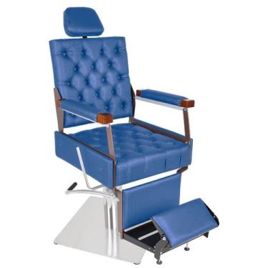 Imagem de Cadeira De Barbeiro Reclinável Euro Prime - Pé Quadrado Inox - Tera Mó