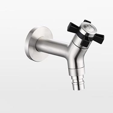 Imagem de Torneiras pretas de aço inoxidável alongam a torneira de jardim ao ar livre montada na parede do banheiro torneira de canto para máquina de lavar, 3958L