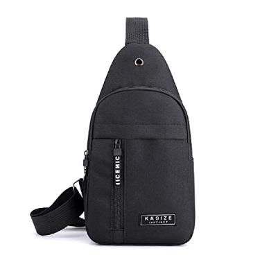 Imagem de Bolsa Tiracolo Mini Masculina Ajustável Lateral Ombro Pochete Transversal Passeio Fashion (Preto)