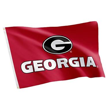 Imagem de Desert Cactus Bandeira da Universidade da Geórgia Bulldogs UGA Dawgs 100% poliéster interno externo 3 pés x 5 pés bandeira (Design 5)