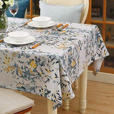 Imagem de toalha de mesa design de impressão de capa de mesa dobrável retangular para móveis de cozinha toalhas de mesa com borda azul 130 × 130cm