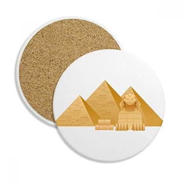 Imagem de Caneca de copo, pirâmide do Egito com estampa de arte esfinge, copo de mesa, pedra absorvente de proteção de mesa